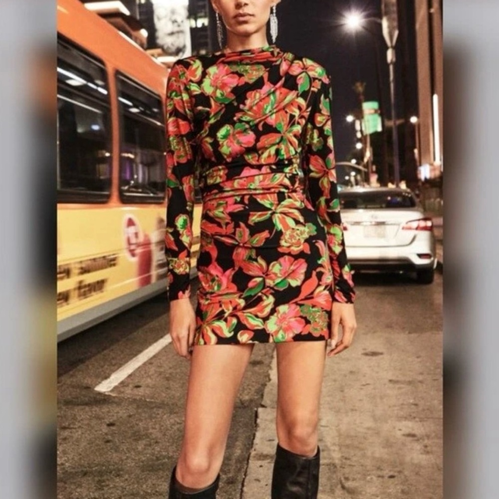 ZARA AW21 PRINTED DRESS WITH DRAPING 8917/605 M